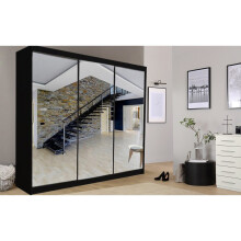 (250 cm) Milan Mirror Sliding Door Wardrobe in Black Color