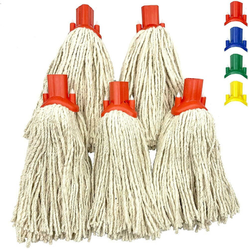 5x Cotton Mop Heads Replacement Floor Multi Fit Heavy Duty - Red