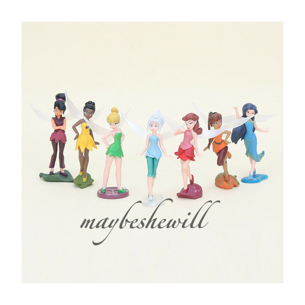 Jardiboutique Disney Tinker Bell Fairies Princess 7Pcs Doll Toy Model Set 4" Figure Gift