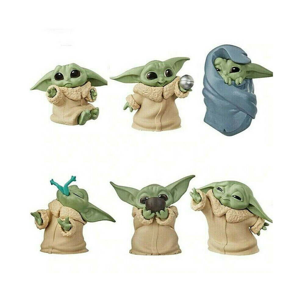 6pcs Star Wars Mandalorian Baby Yoda Child Grogu 2" cake topper model Toy Gift