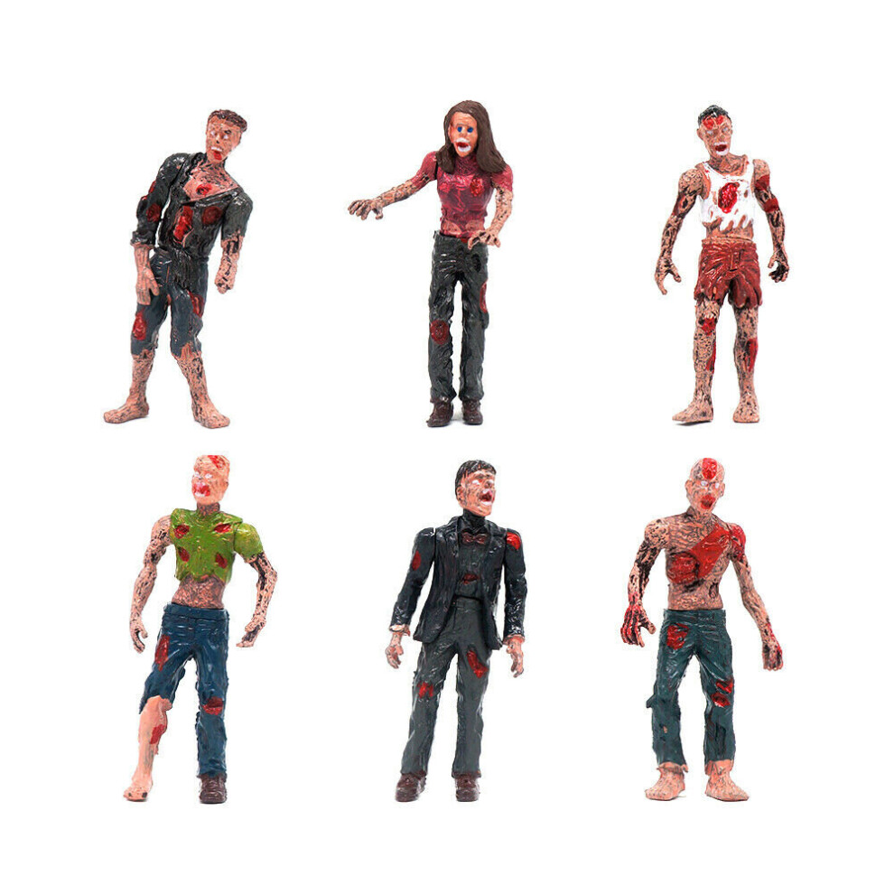 6PCS Walking Dead Zombie Toy Play Set 4'' Action Figure PVC Model Gift Biohazard