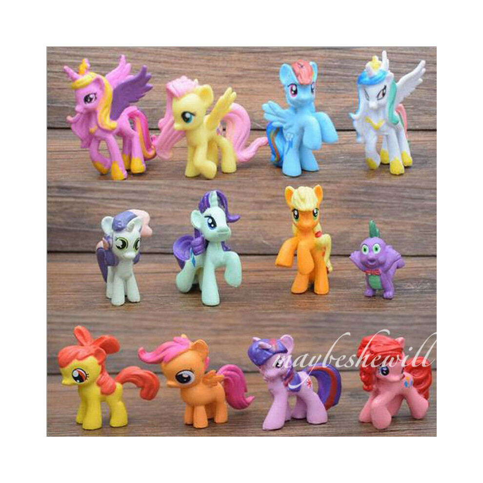 Jardiboutique 2" My Little Pony 12 Pcs Action Figures Cake Toppers Set Of Girl Toy Decorations