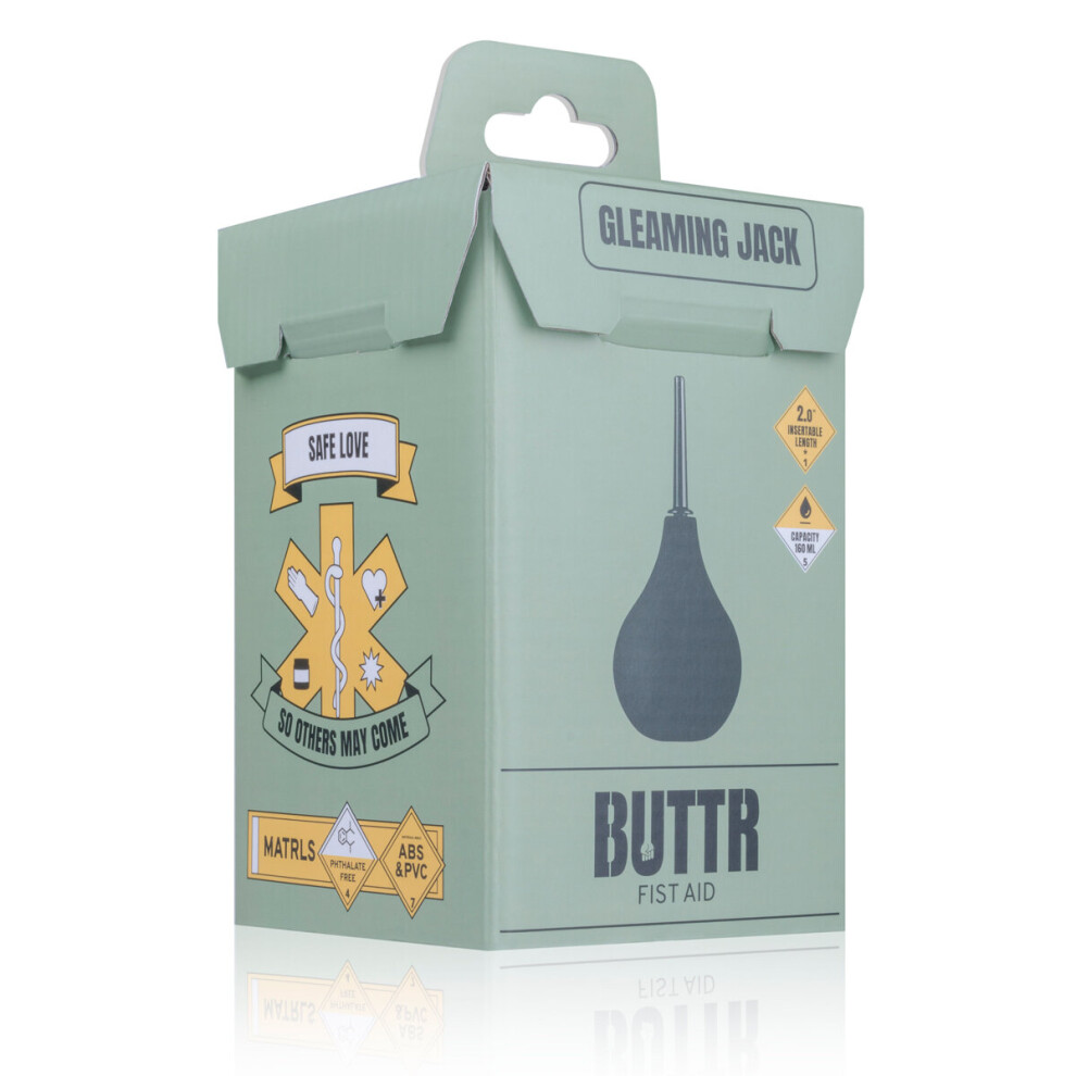 Buttr Black Gleaming Jack Silicone Anal Douche | Bulb Vaginal Colonic Enema Irrigation