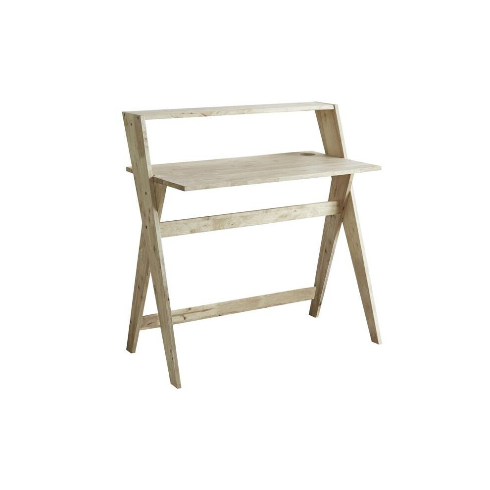 Mid-century modern D4701T-NA 37.5 in. Crisscross Study Desk, Natural-image-OPC-P8HTMSV-NEW