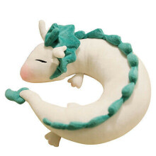 (White Dragon(28cmx10cm)) Anime Spirited Away White Dragon Haku Cute Doll Plush Toy Pillow Neck U-Shape