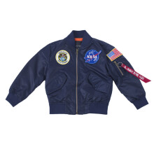 (Navy, 125cm?8T?) Nasa Bomber Jacket Children Pilot MA1 Coat Flight Air Force Baseball Outwear
