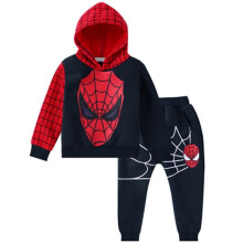 (Black, 110CM) 2Pcs Kids Boy Long Sleeve Spiderman Hoodie Trousers Tracksuit Set Clothes Outfit