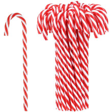Hicarer 50 Pieces Plastic Candy Cane Christmas Tree Hanging Ornaments Red White