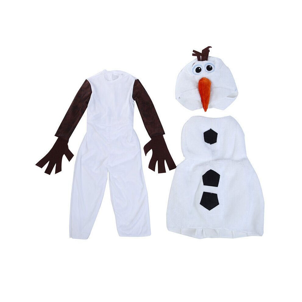 (Kids L) Movie Frozen Snowman Olaf Cosplay Costume Kids Halloween Dress Up Jumpsuit Suit