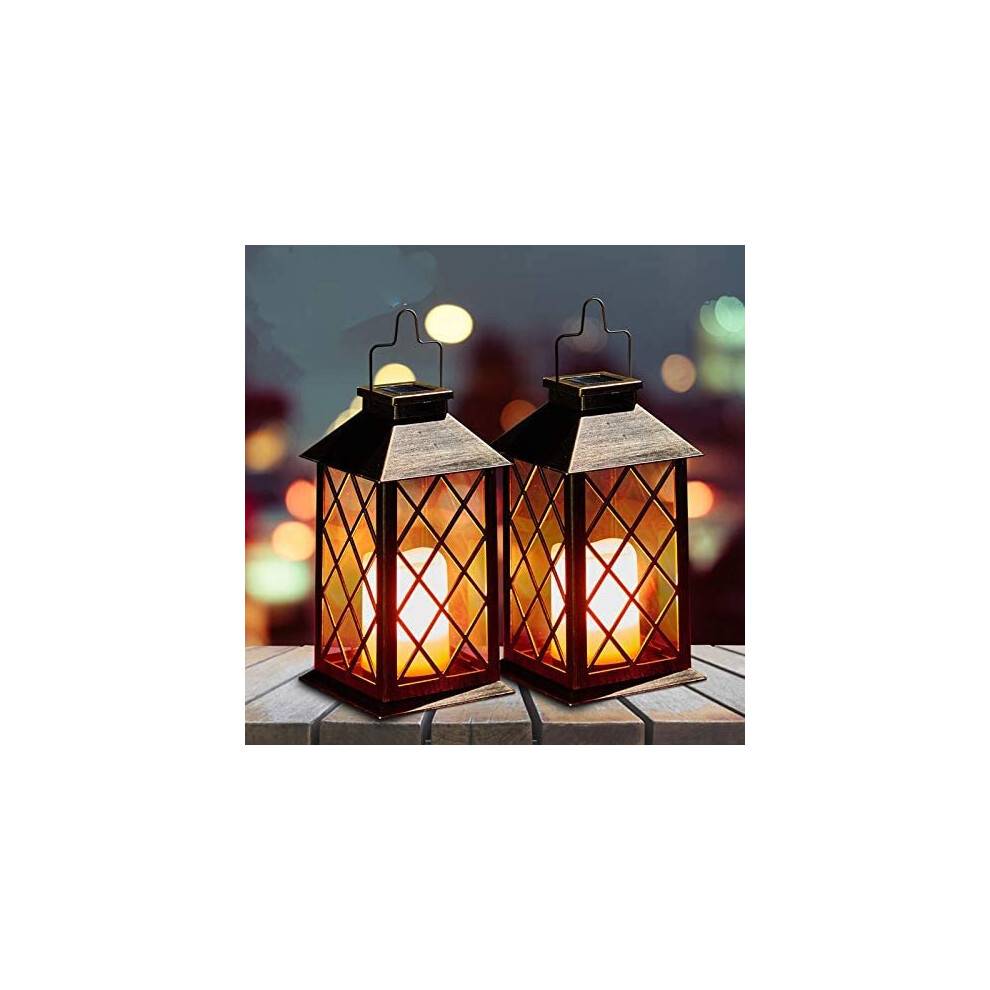 Oxyled Solar Lanterns Outdoor Flickering Solar Garden Lights Warmwhite 2 Pack