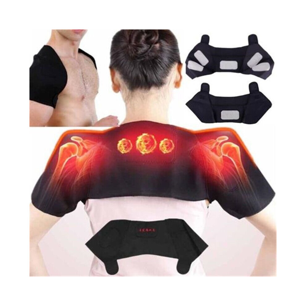 Black (, S) Self Heating Therapy Magnetic Tourmaline Back Support Belt Shoulder Protector