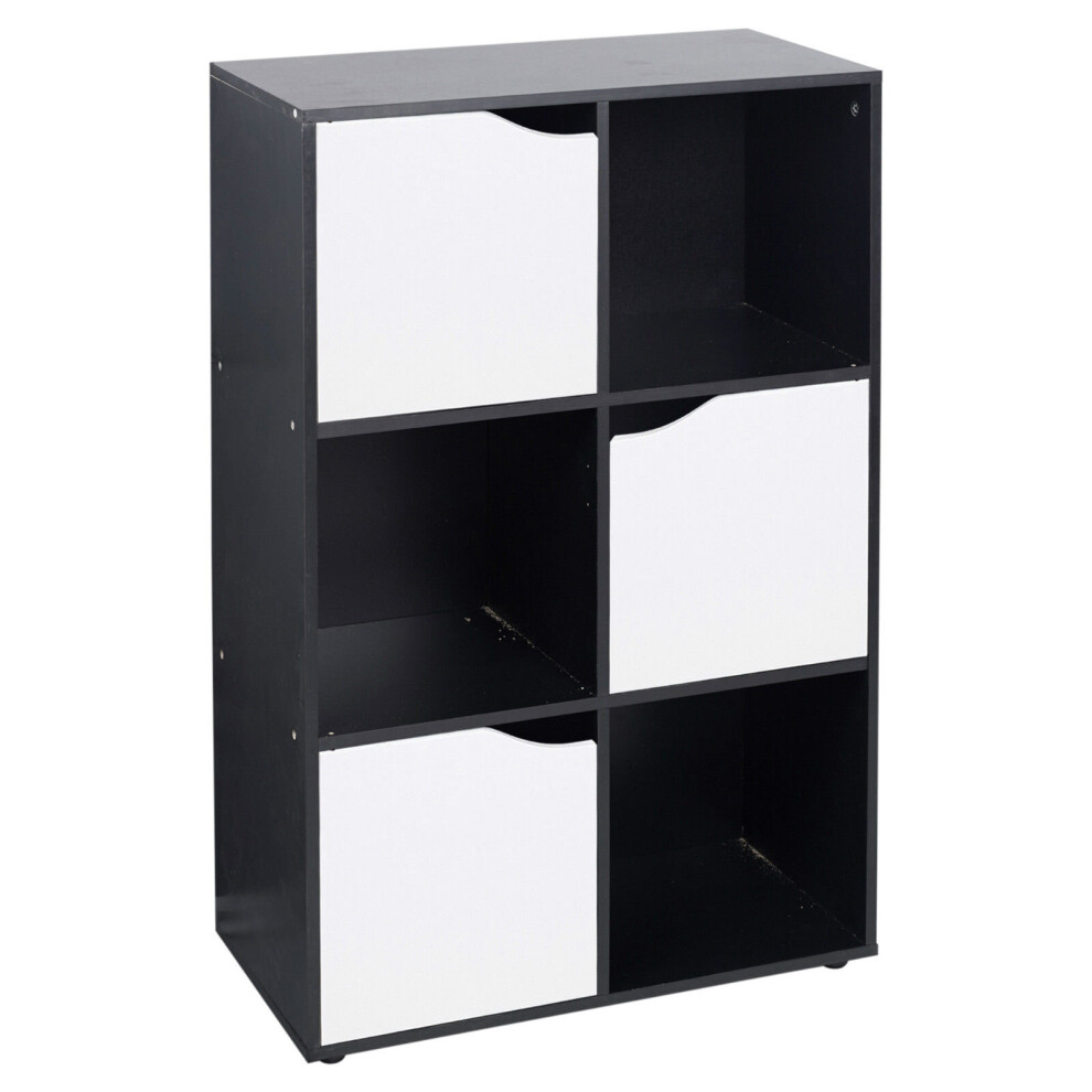 (6 Cube - Black, White) 6 Cube Wooden Bookcase Shelving Shelves Unit Wood