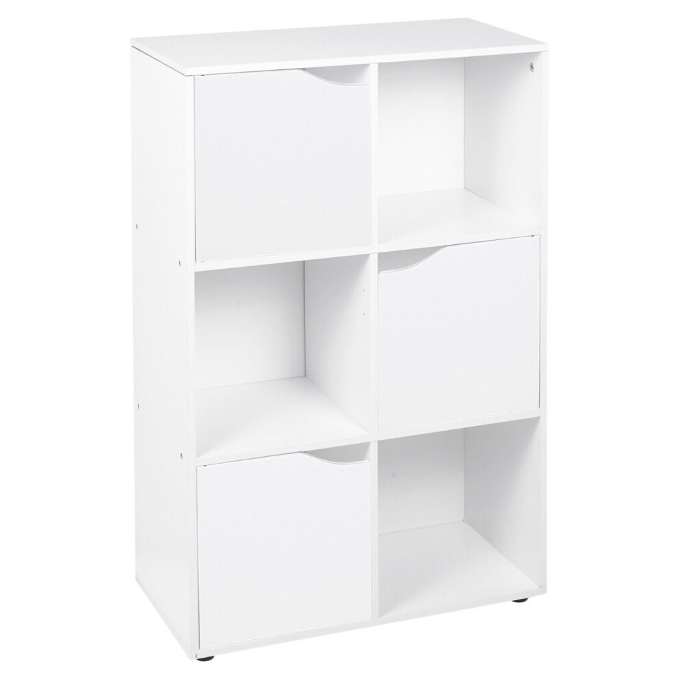 (6 Cube - White, White) 6 Cube Wooden Bookcase Shelving Shelves Unit Wood