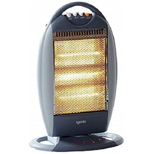 Igenix IG9514 Electric Halogen Heater 1200W, 3 Heat Settings, Portable, Grey