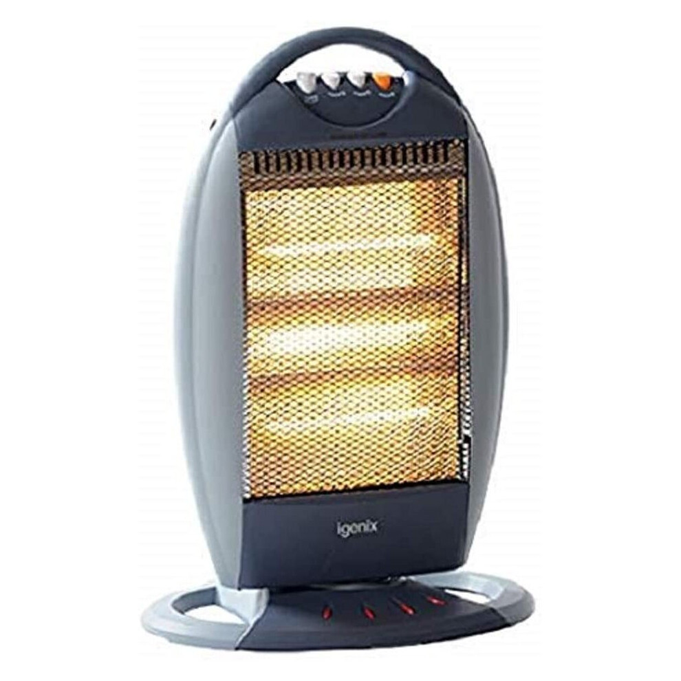 Igenix IG9514 Electric Halogen Heater, 3 Heat Settings, 1200W, Grey