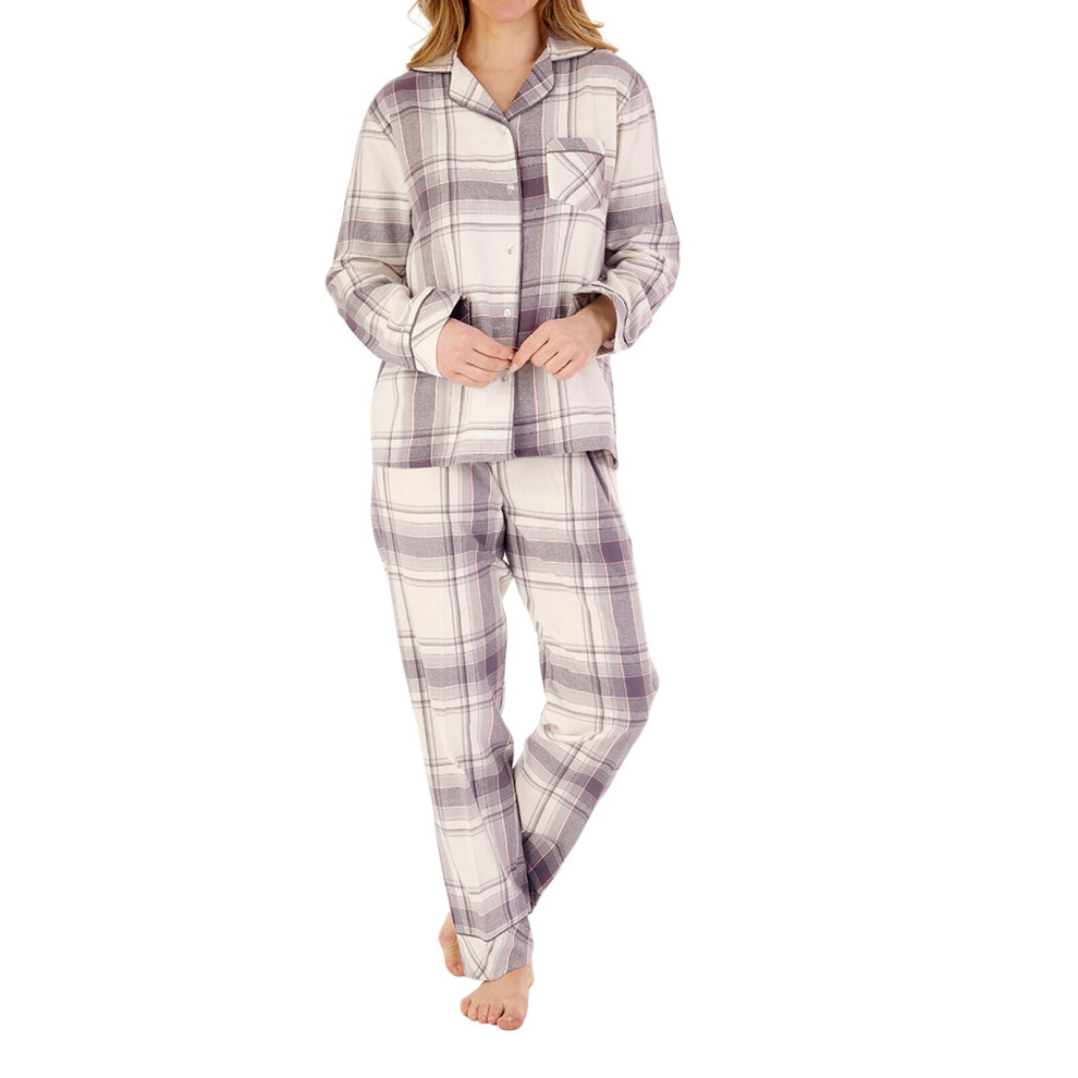 (Grey, 16/18) Slenderella PJ88222 Women's Check Cotton Pyjama Set