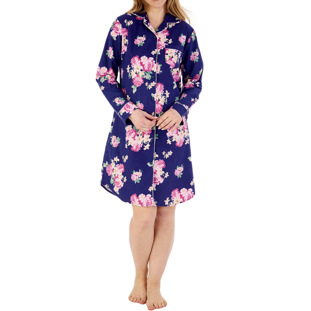 (Navy, 16/18) Slenderella NS88205 Women's Floral Cotton Nightshirt