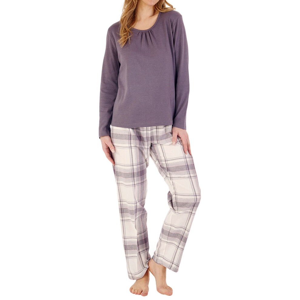 (Grey, 20/22) Slenderella PJ88221 Women's Check Cotton Pyjama Set