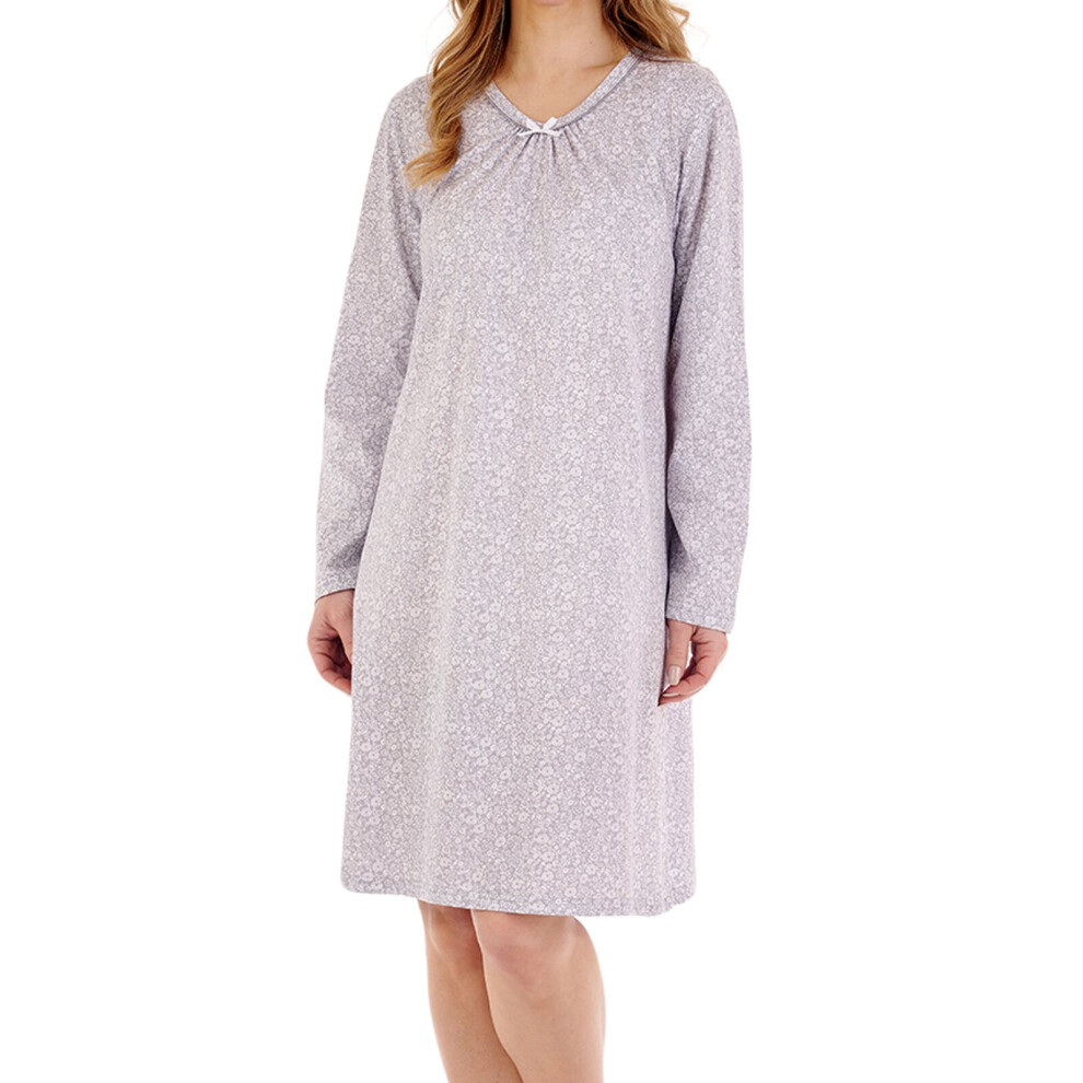 (Grey, 28/30) Slenderella ND88100 Women's Floral Cotton Nightdress