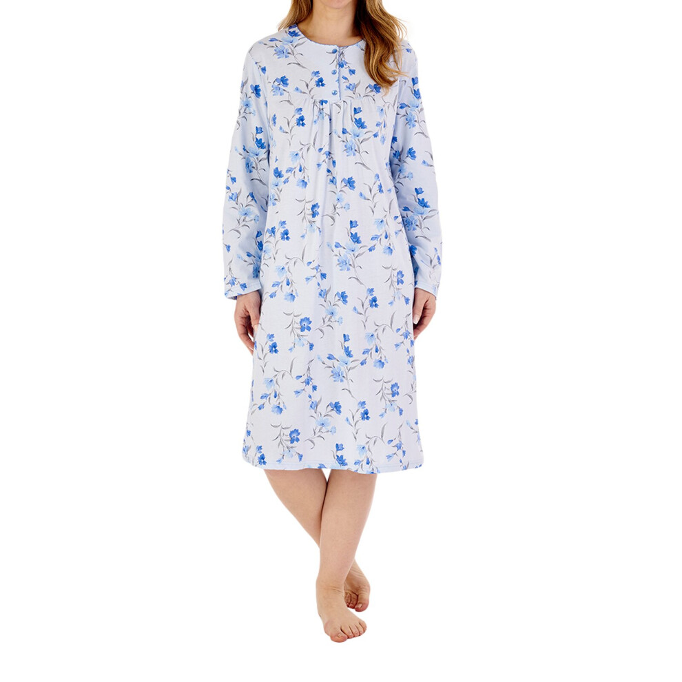 (Blue, 20/22) Slenderella ND88107 Women's Floral Cotton Nightdress