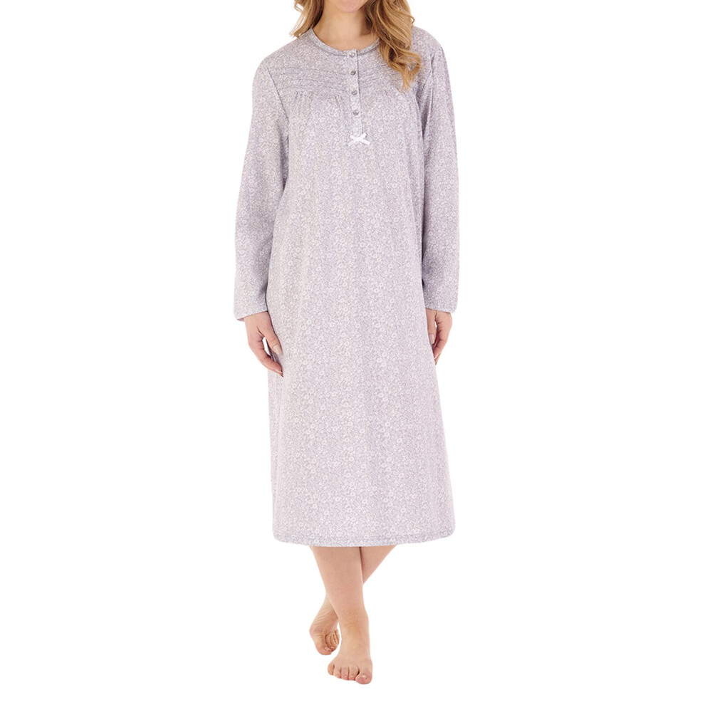 (Grey, 24/26) Slenderella ND88102 Women's Floral Cotton Nightdress