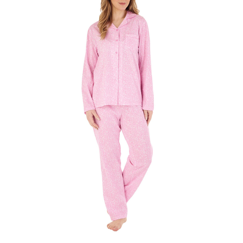 (Pink, 12/14) Slenderella PJ88103 Women's Floral Cotton Pyjama Set