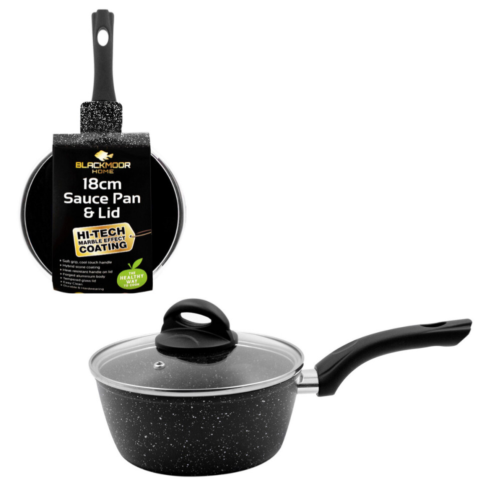 Blackmoor 65740 18cm Non-Stick, Cool Touch Saucepan and Lid / Black