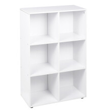 (6 Cube - White, Without Door) 6 Cube Wooden Bookcase Shelving Shelves Unit Wood