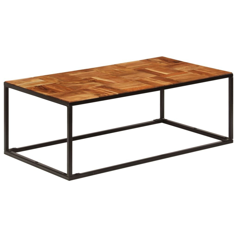 vidaXL Coffee Table Solid Acacia Wood and Steel Industrial Living Room Stand