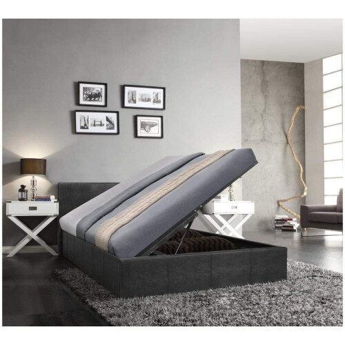 (Black) Kosy Koala 3FT Single Side Leather Ottoman Bed
