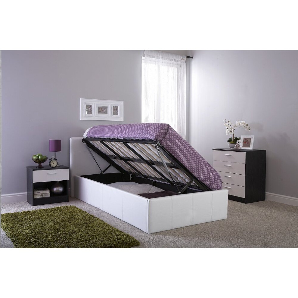 Kosy Koala White (White) Single Side Leather Ottoman Bed 3Ft