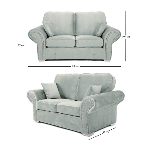RD Furniture Oakland 2 Seater Sofa Plush Velvet Silver Grey 2