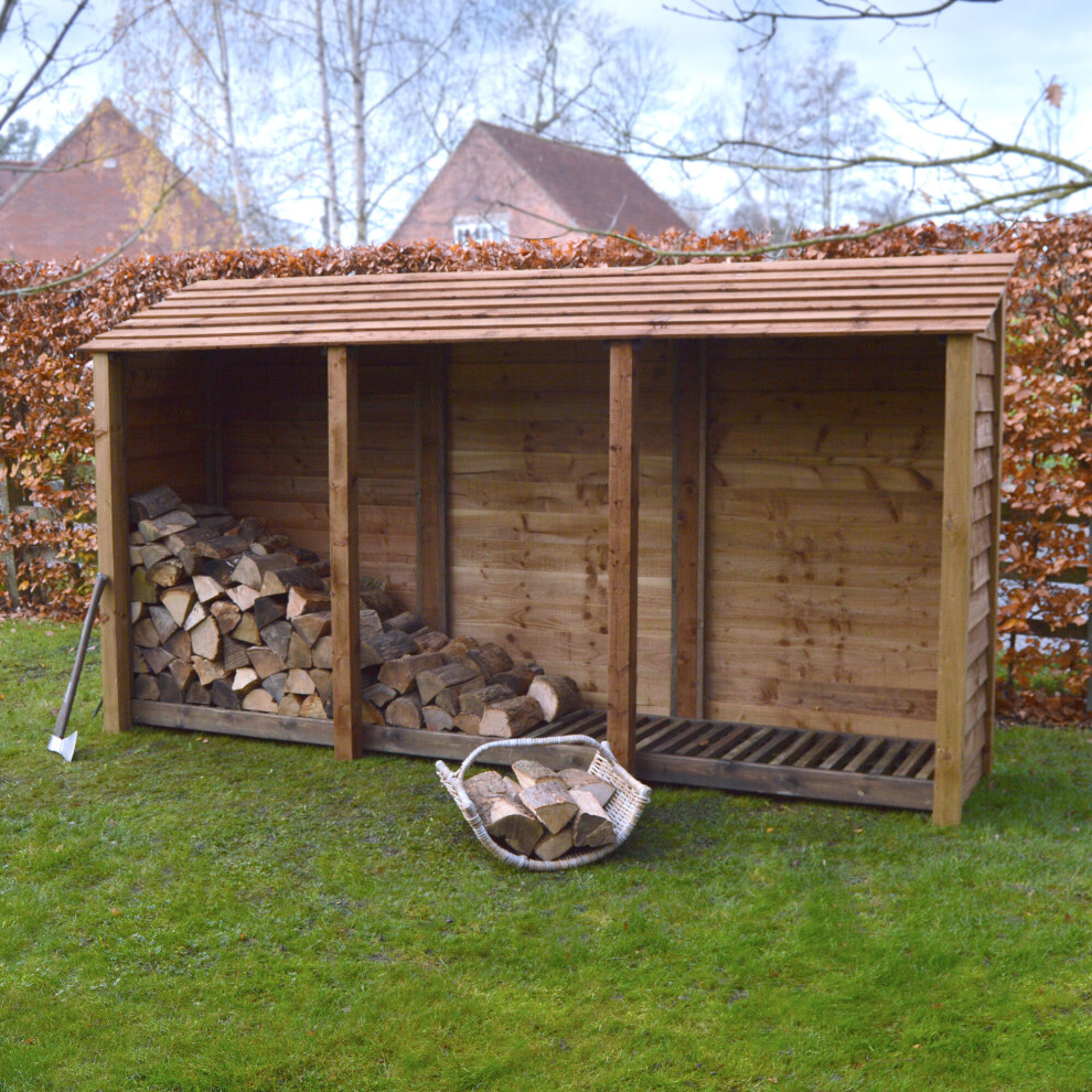 (Rustic Brown) Empingham Log Store 6ft Tall x 11ft Wide