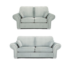 Oakland 3+2 Seater Sofa Set Plush Velvet Silver Grey