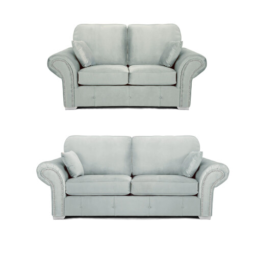 RD Furniture Oakland 3+2 Seater Sofa Set Plush Velvet Silver Grey