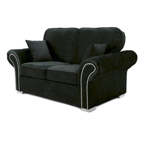 RD Furniture Oakland 2 Seater Sofa Plush Velvet Black 1