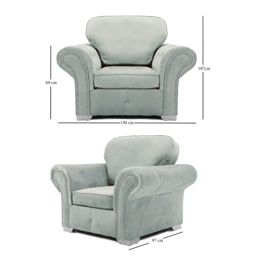 RD Furniture Oakland Armchair Plush Velvet Silver Grey 2