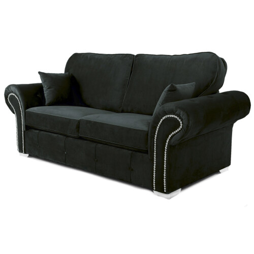 RD Furniture Oakland 3 Seater Sofa Plush Velvet Black 1