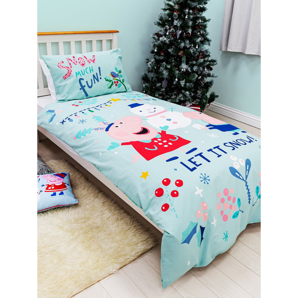 Peppa Pig Snowman Panel Single Duvet Cover and Pillowcase Set