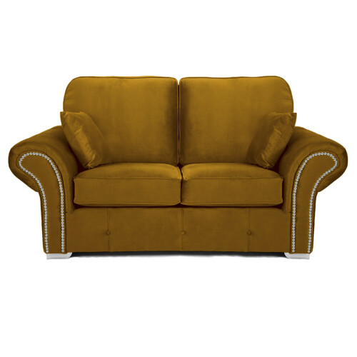 RD Furniture Oakland 2 Seater Sofa Plush Velvet Gold