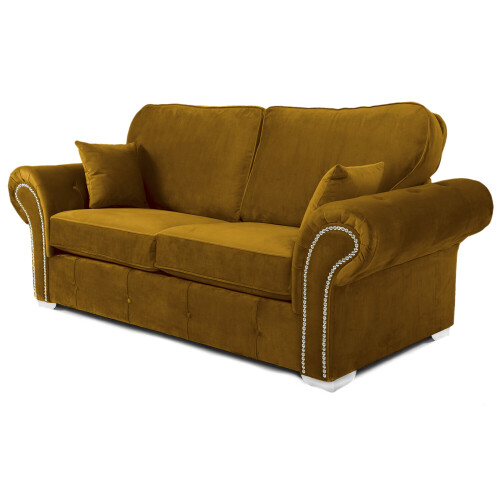 RD Furniture Oakland 3 Seater Sofa Plush Velvet Gold 1
