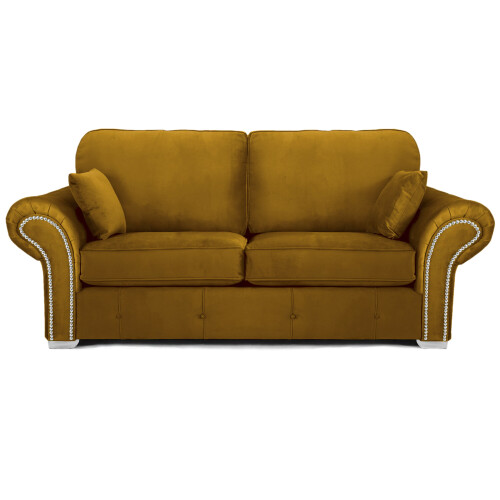 RD Furniture Oakland 3 Seater Sofa Plush Velvet Gold