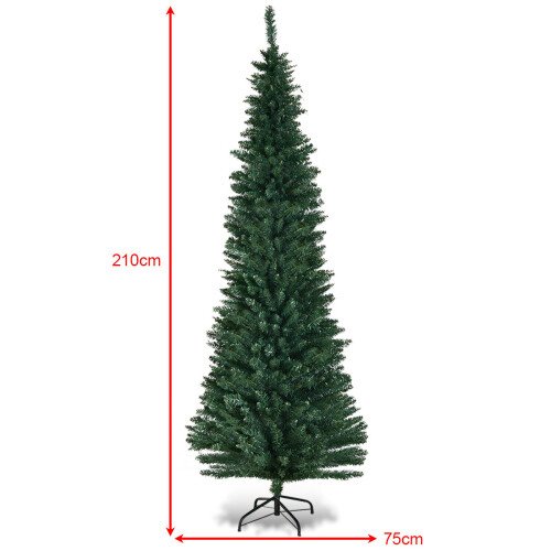 Costway 7FT Artificial Christmas Tree Xmas Decoration Tree Slim for Small Room 2