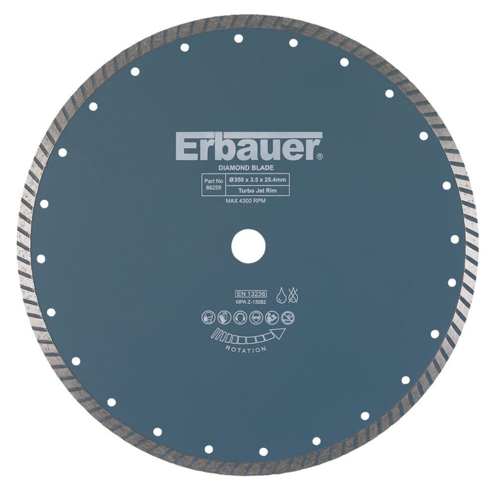 Erbauer Turbo Jet Diamond Ceramic and Tile Blade 350 x 25.4mm