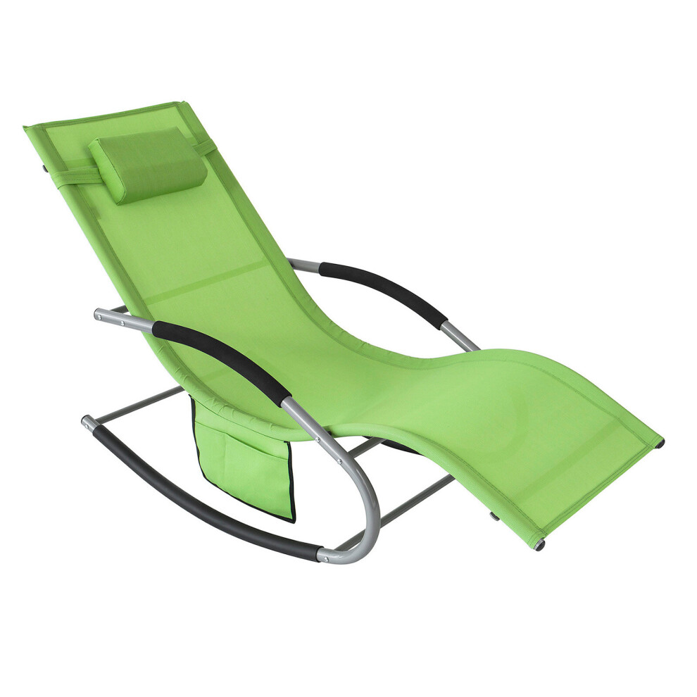 SoBuy® OGS28-GR, Outdoor Rocking Chair Sun Lounger with Side Bag
