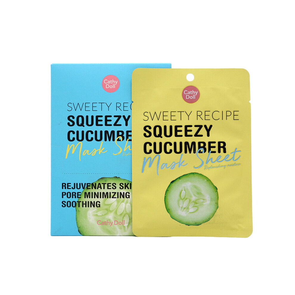 Cathy Doll Sweet Recipe Squeezy Cucumber Sheet Mask - Refresh and Hydrate Your Skin with Cucumber Extracts