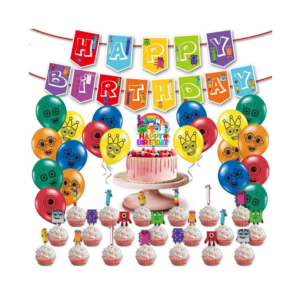 Numberblocks Theme Balloon Pull Flag Set Birthday Party Decorations Supplies