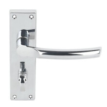 Smith & Locke Nelson Lever Backplate WC Door Handles Pair – Satin Chrome, Victorian Style