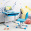 Costway Kids Study Desk Chair Set Height Adjustable w/Book Stand LED Light 11