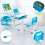 Costway Kids Study Desk Chair Set Height Adjustable w/Book Stand LED Light 4